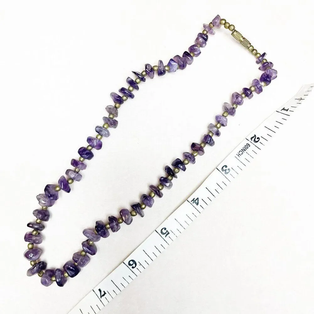 Vintage Beaded Necklace Lot 4 | Amethyst Tiger Eye Stone Silver Tone Statement